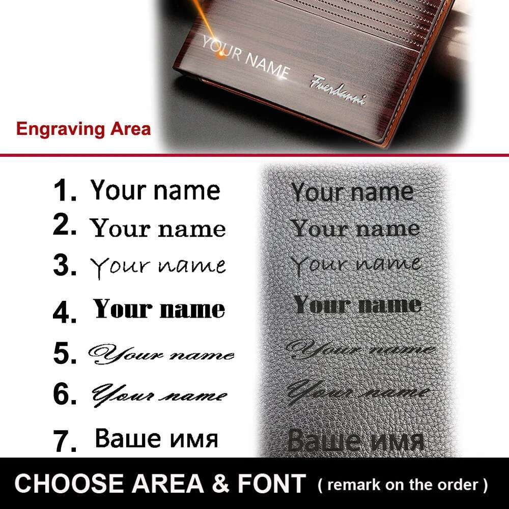2025 New Customized Name Engraving High Quality Short Card Male Purse Vintage Coin Holder Men Wallets