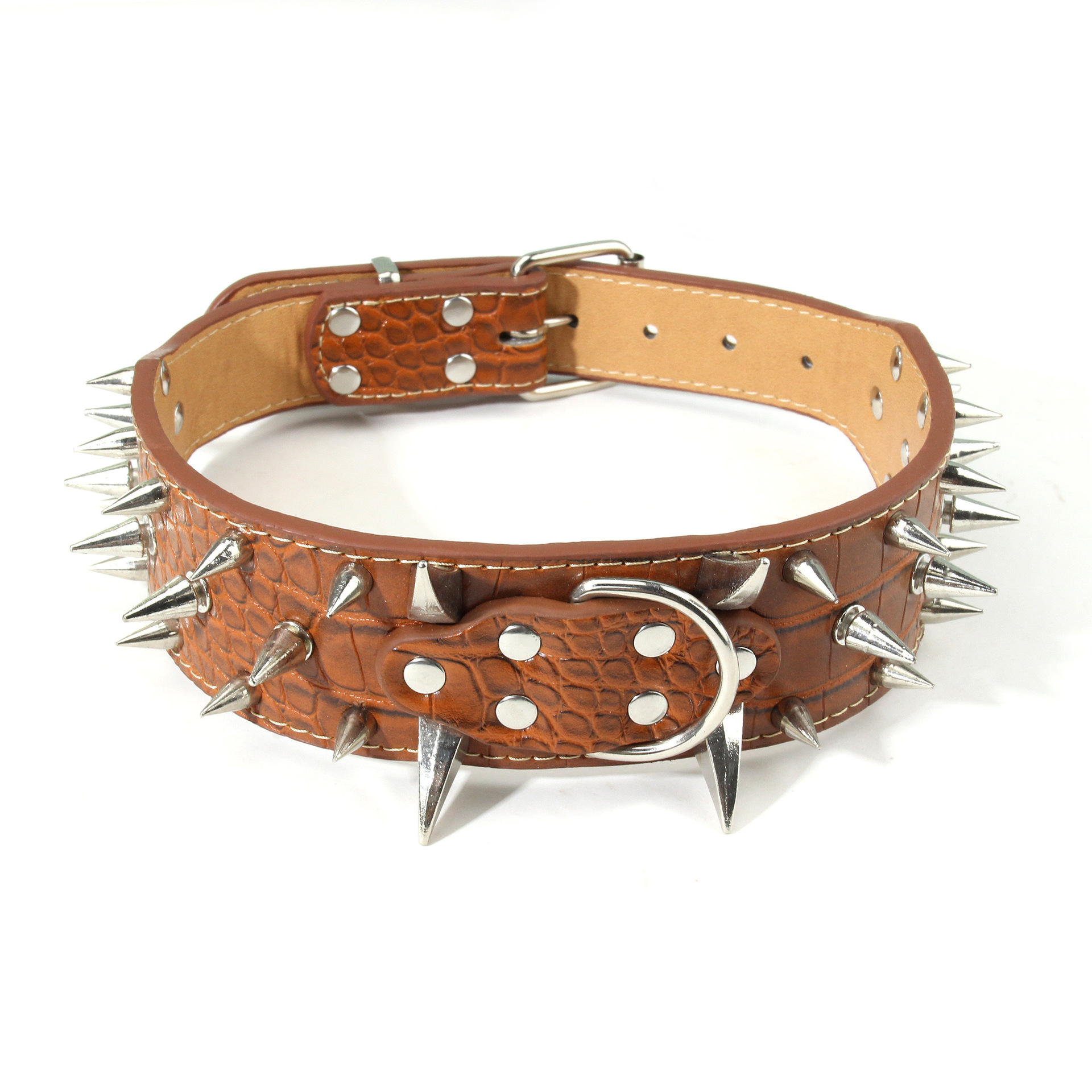 Stock Amazon Large dog riveted Necklace pet collar Alligator spike spike dog chain pet dog collar