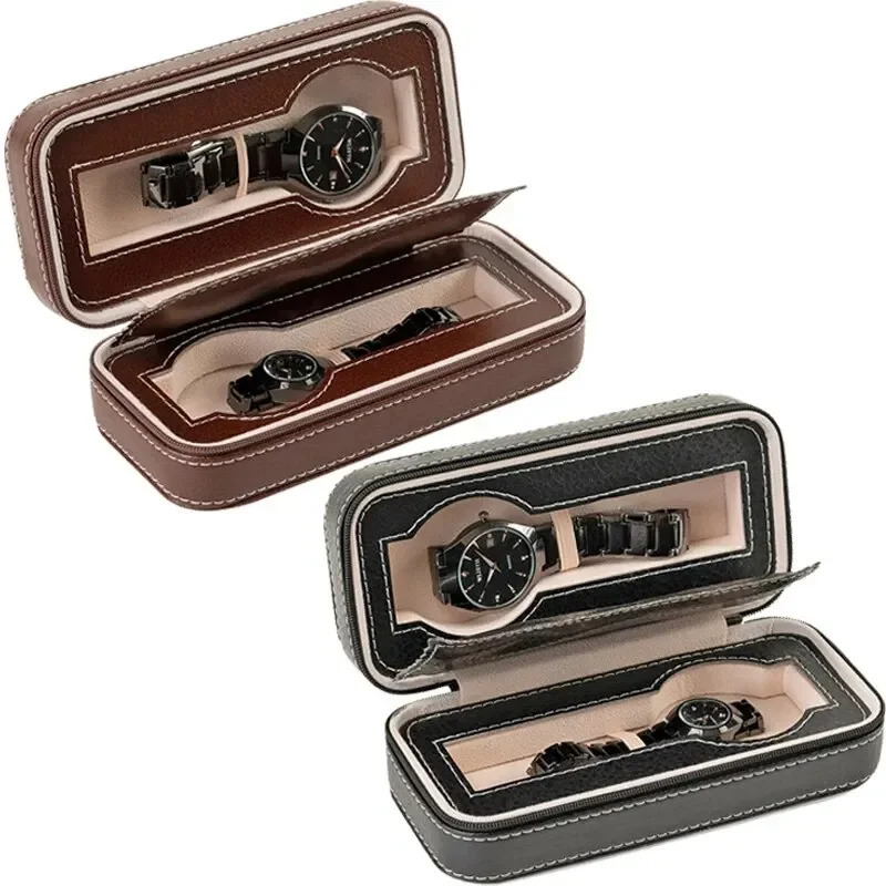 Travel Dustproof Embedded Watch Box Zipper Portable PU Leather Storage Case Watch Display Box For Trips And Gift Storage Bag 250117