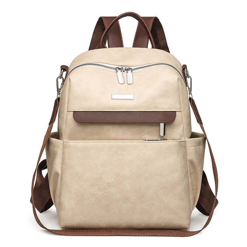 new color blocking womens backpack casual large capacity backpack dual use PU single shoulder womens bag