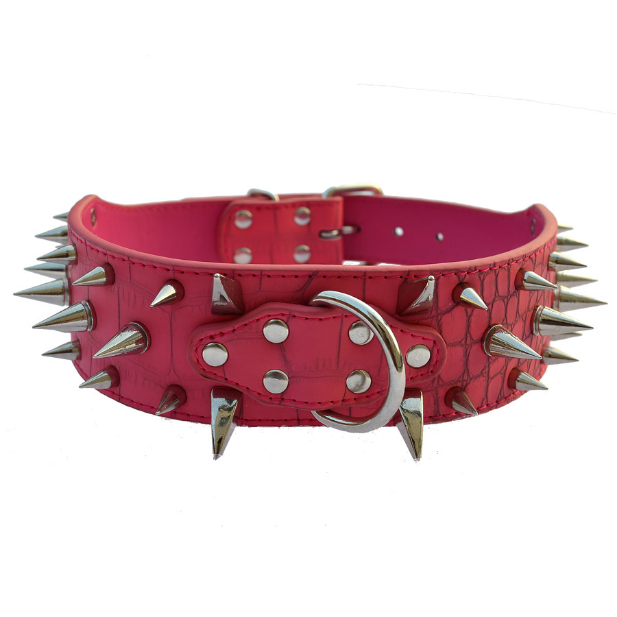 Stock Amazon Large dog riveted Necklace pet collar Alligator spike spike dog chain pet dog collar