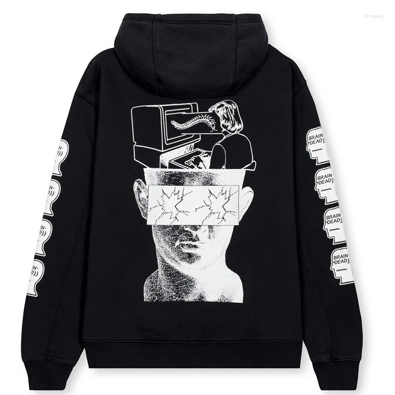Women's Hoodies 2025 72-Brain Dead Women Autumn Winter Print Men Pullover Hooded Sweat Shirts Brand Streetwear Long Sleeve Black Tops