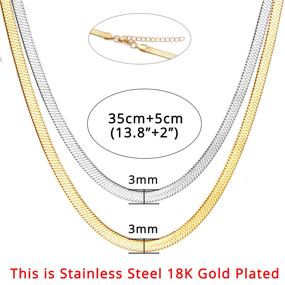 2024 High Quality Clavicle Blade Chains Drop Women Gold Silver Color Stainless Steel 355cm Snake Choker Necklace Chain 250114