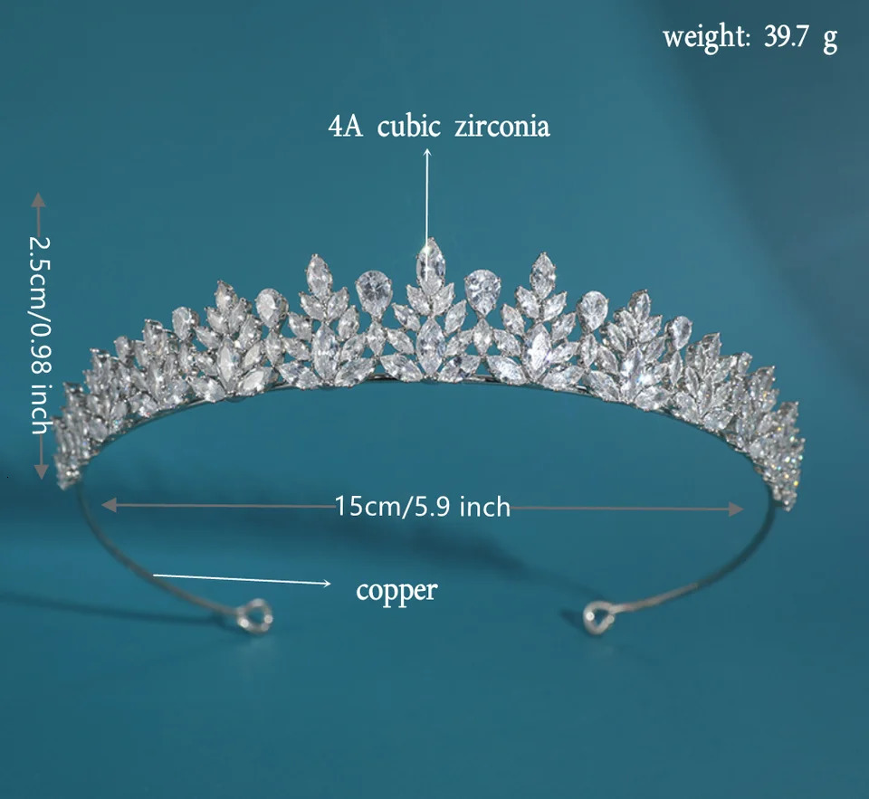 Tiara For Wedding Bride Headband CZ Cubic Zirconia Bridal Tiara Crown For Women Girl Prom Birthday Party Hair Jewelry Headdress 250117