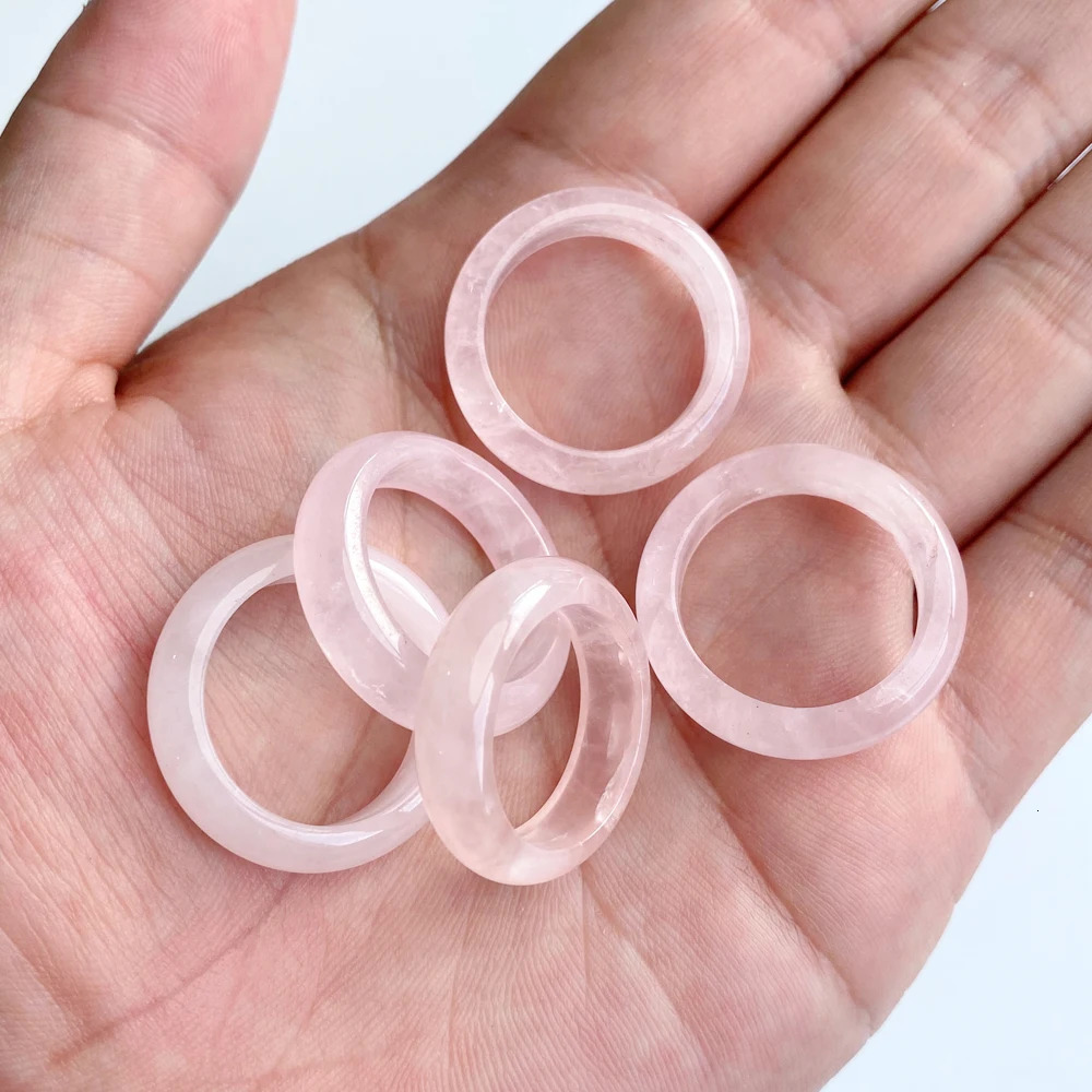 1620mm Natural Stone Round Finger Rings Hematite Tiger Eye Rose Quartzs Ring Yoga Healing Energy for DIY Necklaces 5PCS 250110