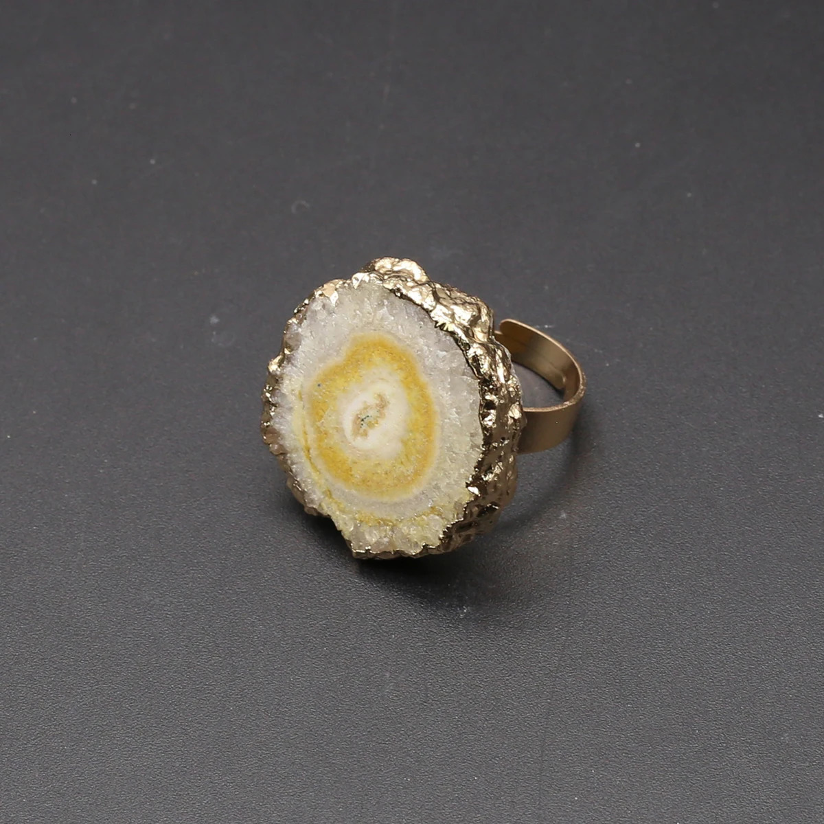 Natural Semi Stones Irregular Crystal Druzy Rings Reiki Healing Embryo Agate Jewelry Accessories Party Gifts for Women 250110