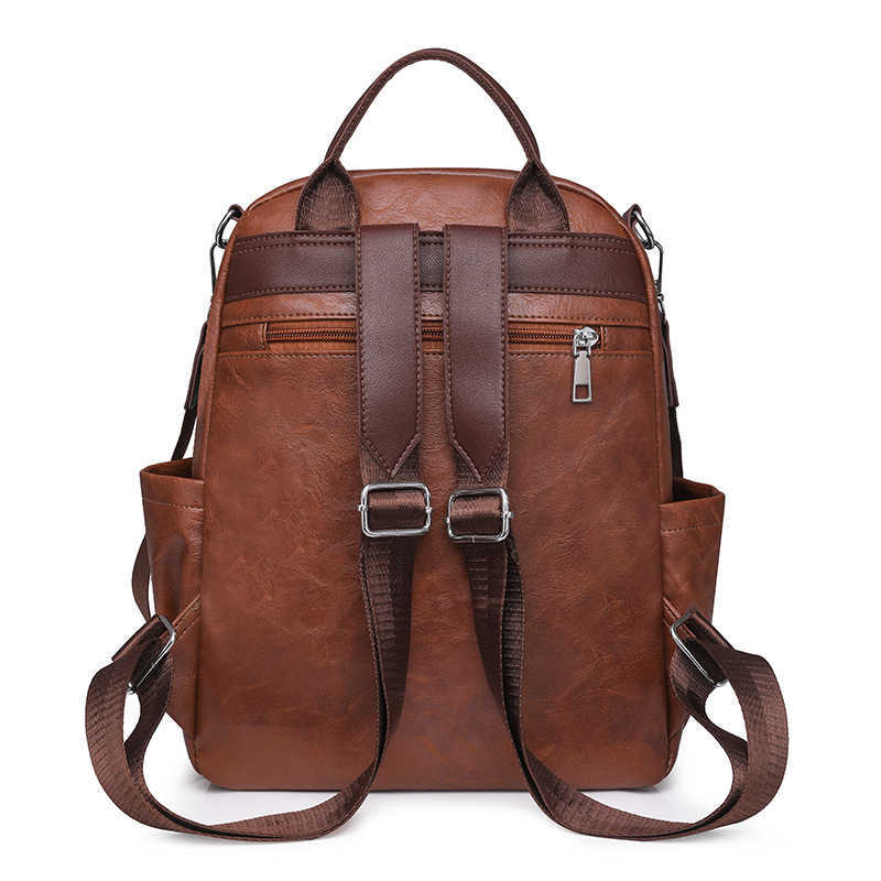new color blocking womens backpack casual large capacity backpack dual use PU single shoulder womens bag