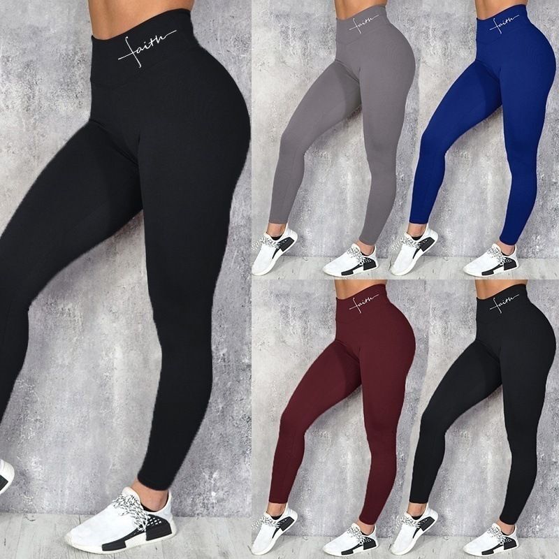 Women's Letter Print Hip Lifting Stretch High Waist Leggings