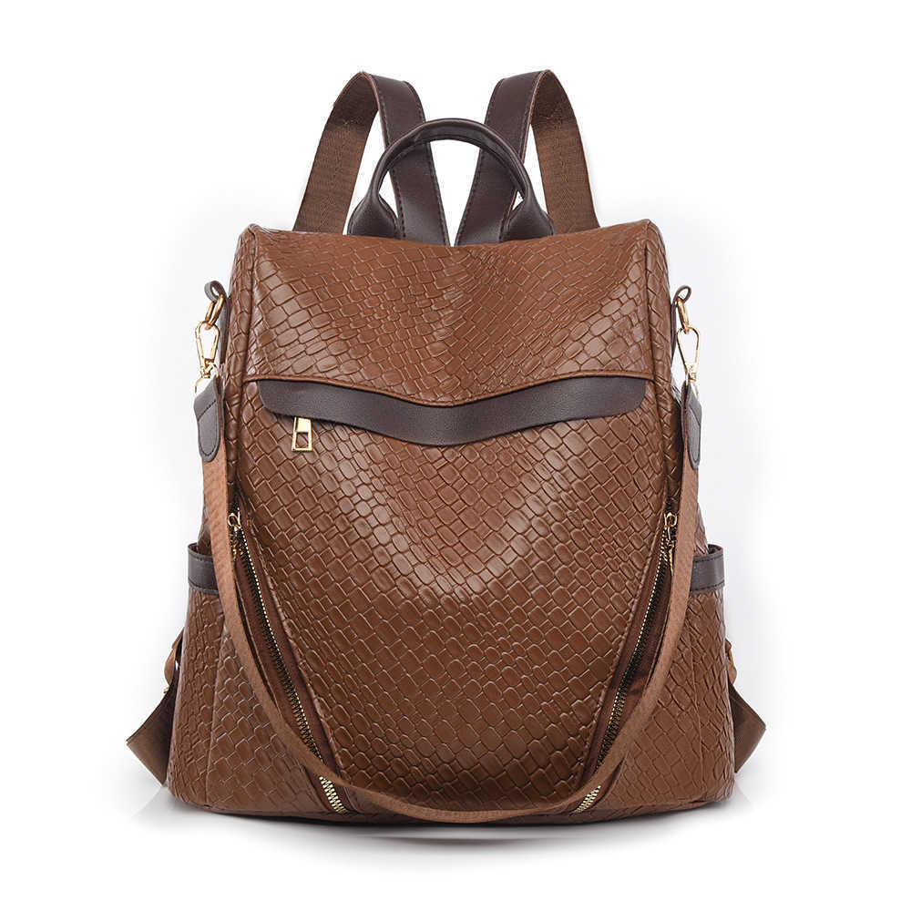 Soft leather backpack new large capacity anti theft casual backpack single shoulder dual use Fashion womens bag