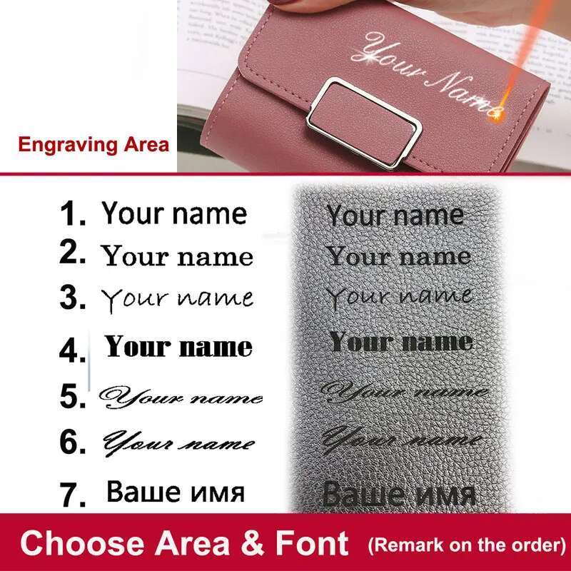 2025 Short Women Free Name Customized New Fashion Cute Female Wallets High Quality PU Leather Card Holder Women's Purse