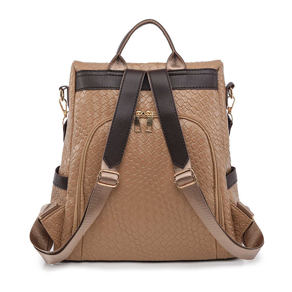 Soft leather backpack new large capacity anti theft casual backpack single shoulder dual use Fashion womens bag