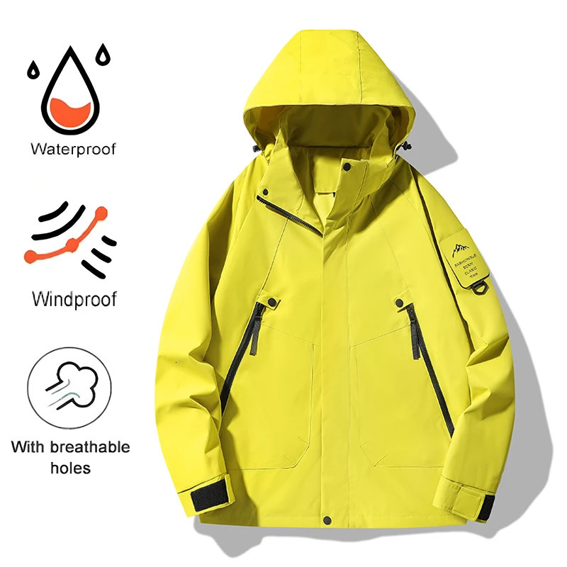 Mens Autumn Waterproof Hiking Climbing Jacket Unisex Windbreaker Outdoor Casual Camping Fishing Coat Detachable Hat Jacket Man 250116