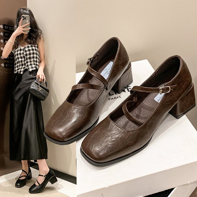 Women Dress Shoes Fashion Simple Style Design Sense Triple Black Coffee Free shipping