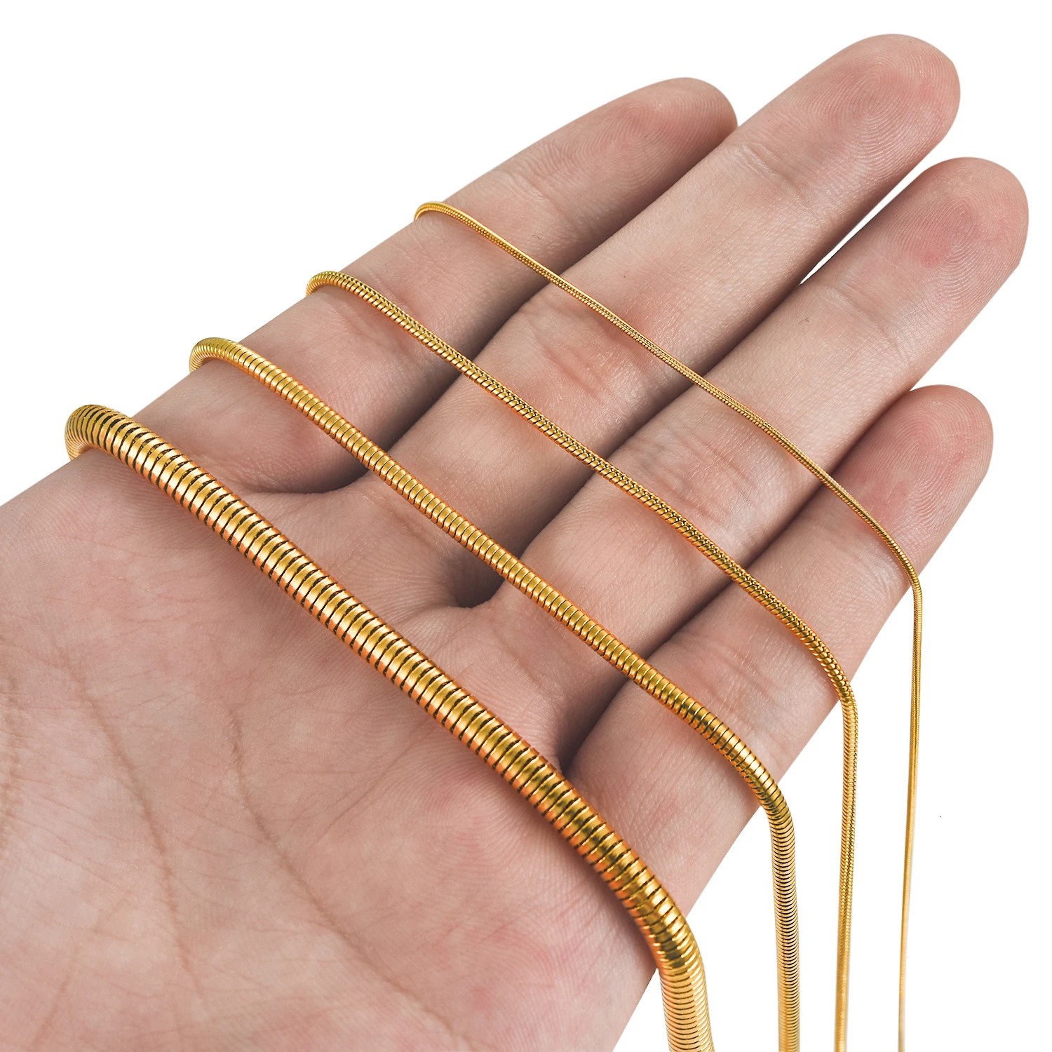 115244mm Basic Stainless Steel Round Snake Chain Necklace Gold Color Plated Choker on Neck Clavicle Jewelry Accessories 250114