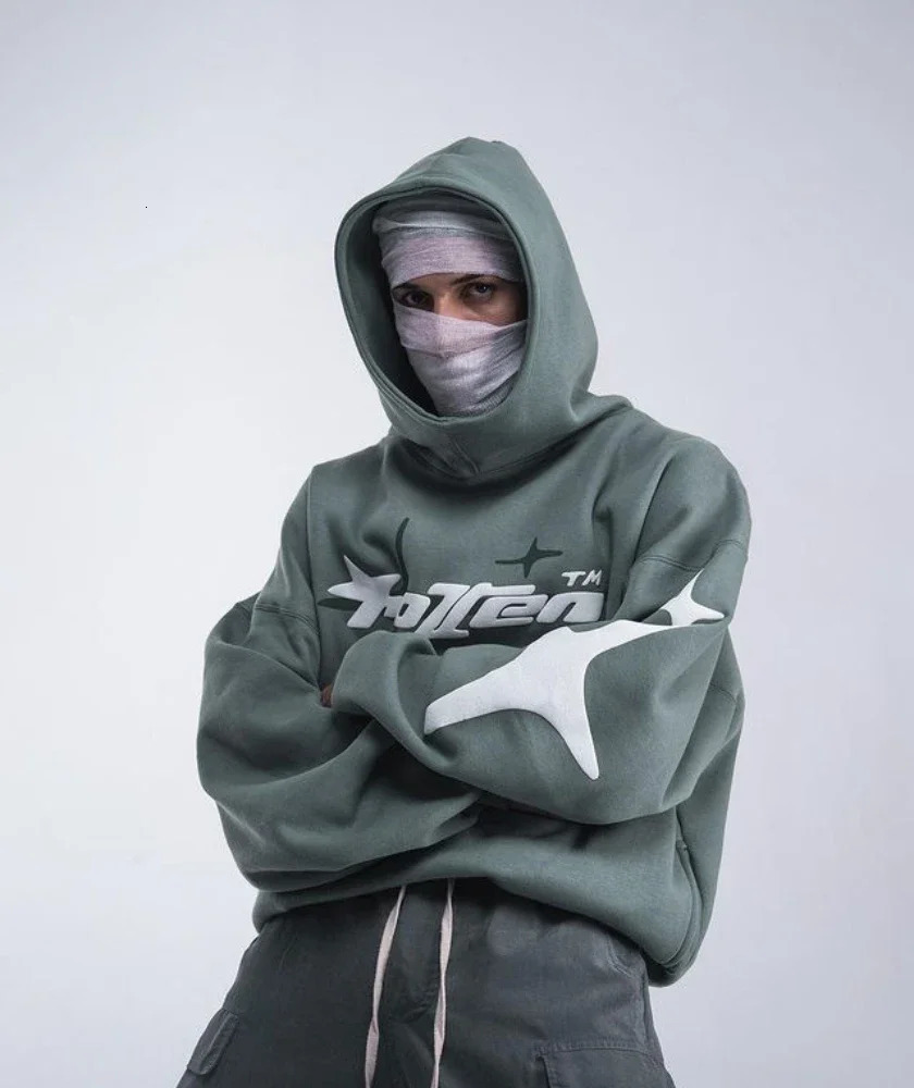 Star Letter Foam Hoodie American Style Street Decoration for Men and Women Casual Loose Y2K Couple Clothes 250117