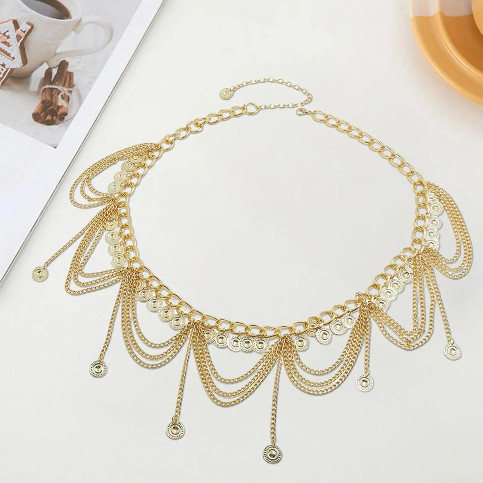Multi waist chain/jewelry/long/gift/punk/bohemian gold coin tassel pendant fashionable zinc alloy belly party girl 250110