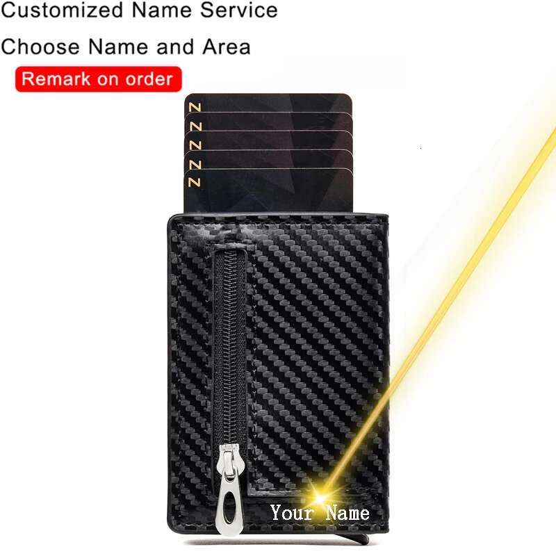 Customized Name RFID Leather Multifunction Magnet Wallet Men Credit Card Holder With Note Compartment & Coin Pocket Purse