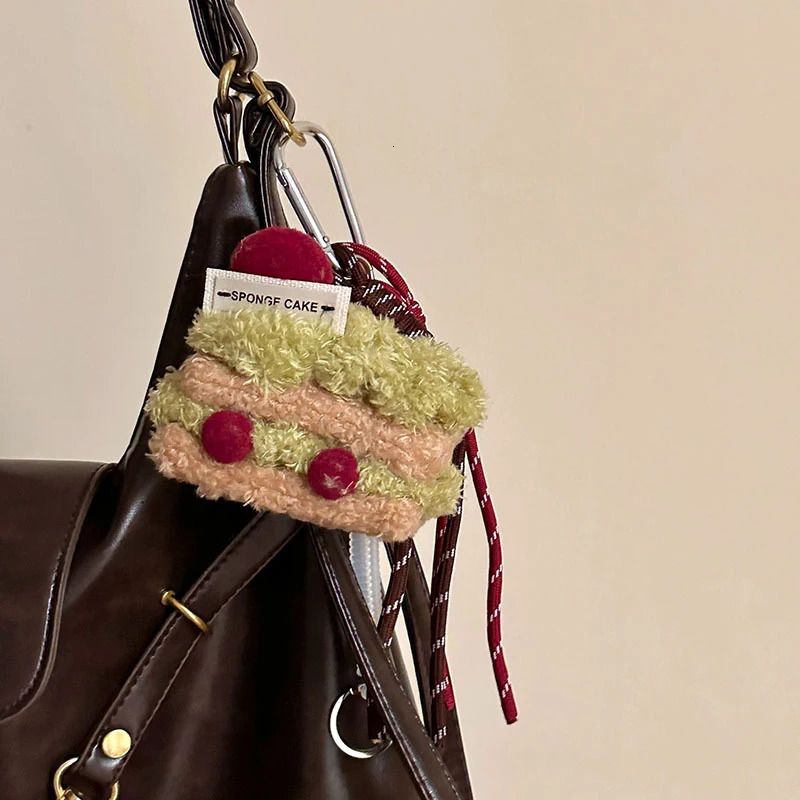 Plush Cake Pendant Key Chain Three-dimensional Afternoon Tea Series Bag Pendant Plush Dessert Coffee Climbing Rope Pendant 250110