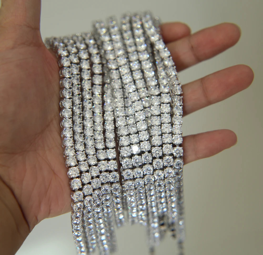 3MM 4MM 5MM cubic zirconia CZ tennis chain necklace high-quality ice out sparkling hip-hop mens classic basic chain 250109