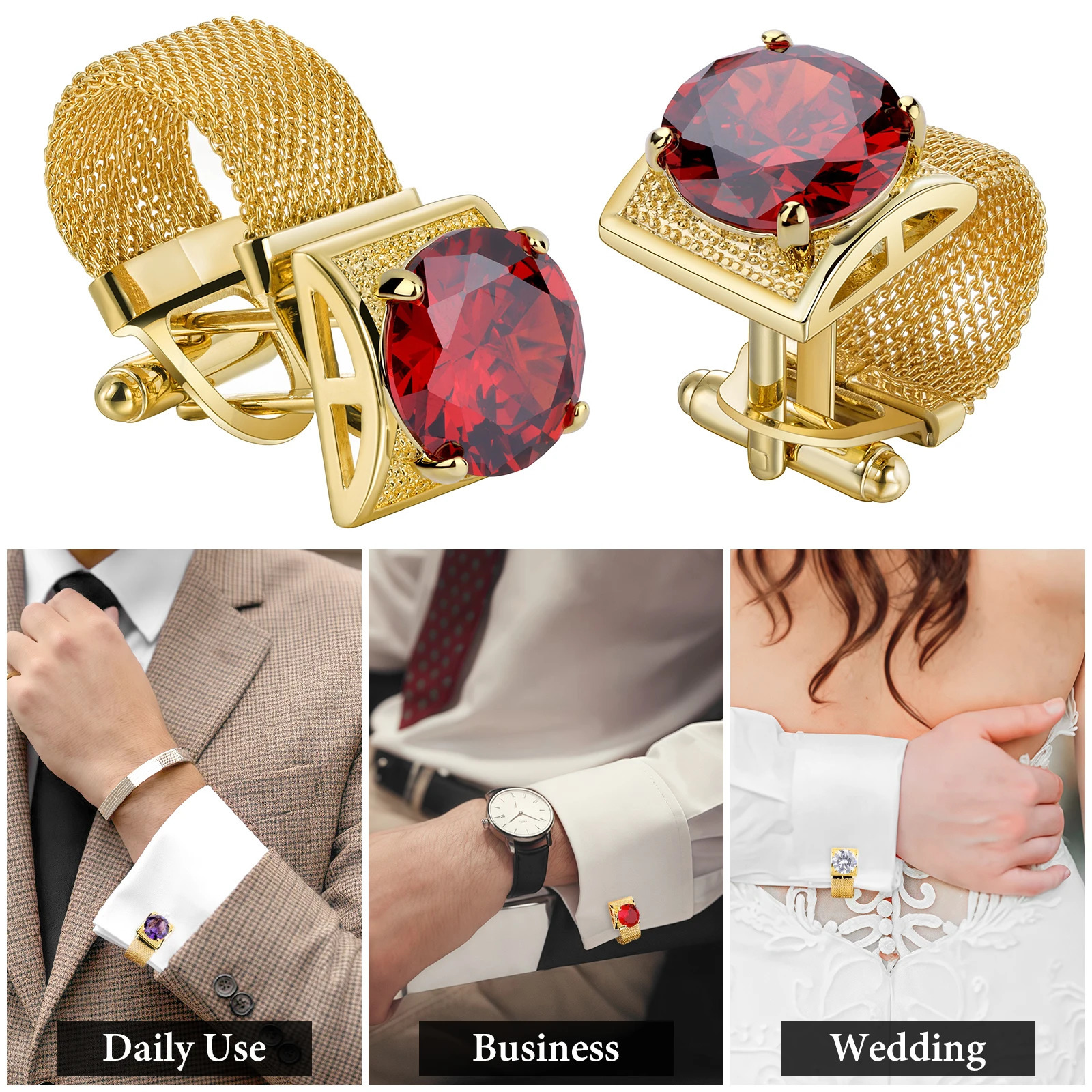 HAWSON crystal mens cufflinks cufflinks with chains mens shirts wedding gifts jewelry 250110