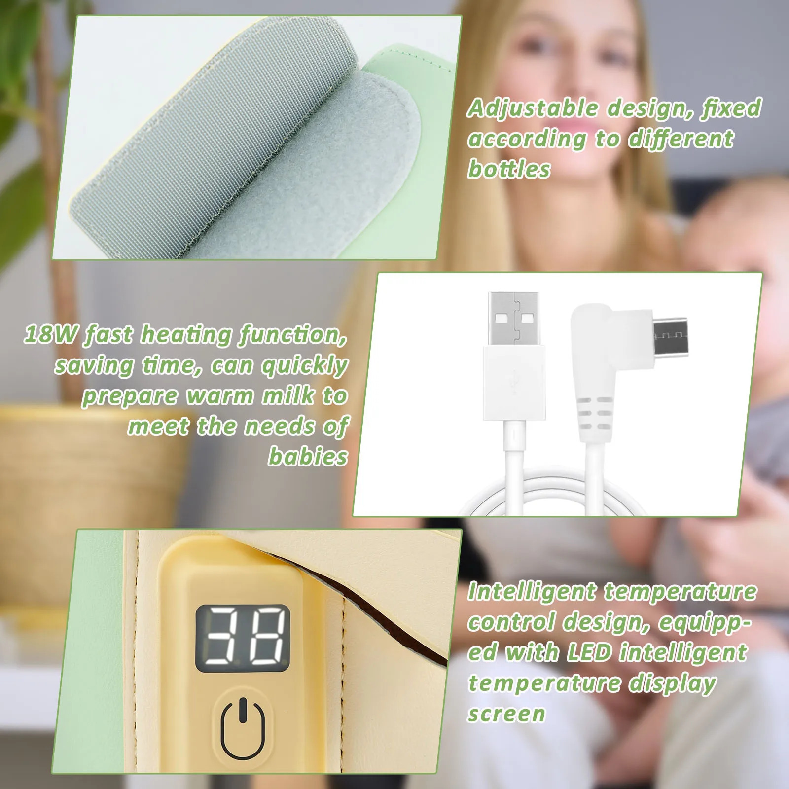 Baby Milk Bottle Warmers Portable TypeC Cordless Insulated Bag Car Heaters Outdoor Travel Accessories 250117