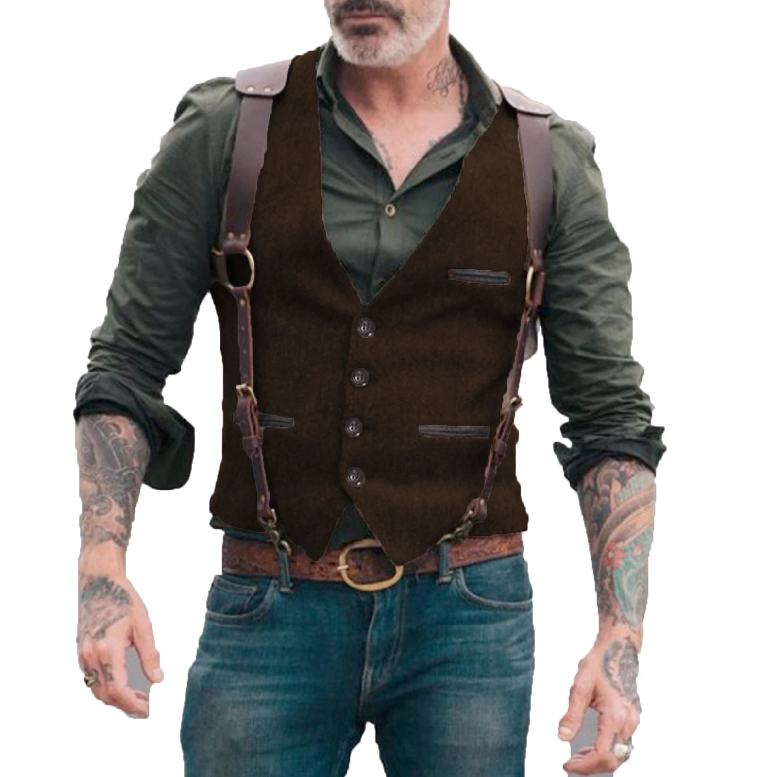Mens Suit Vest Herringbone V Neck Business Formal Dress Waistcoat for Wedding or Tuxedo 250114