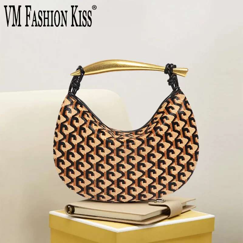 VM FASHION KISS 2024 New Women's Bags Genuine Horsehide Shoulder Cows Pattern Detachable Strap Messenger Bag Designer