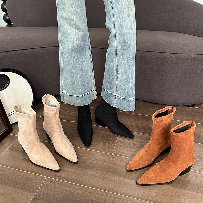 Women Boots Fashion High Chunky Heel Simple Design hot Triple Black Beige Brown Free shipping