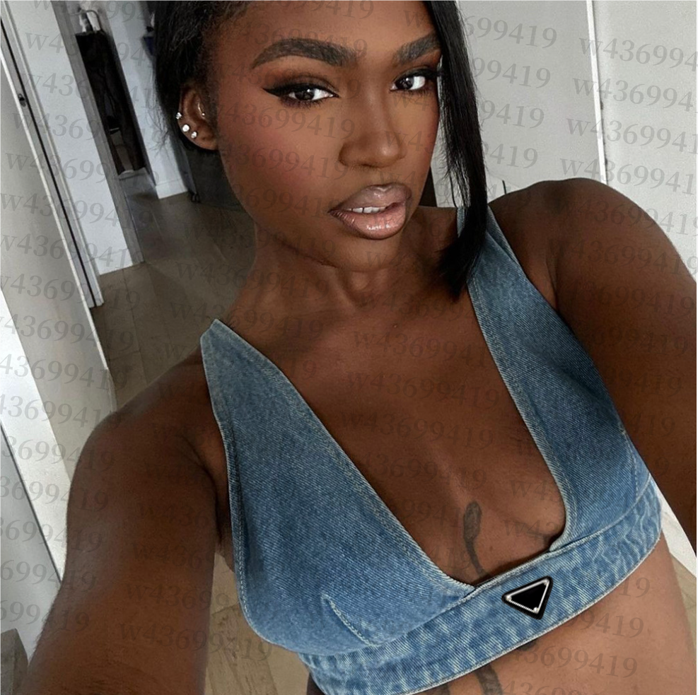 Womens T Shirts Summer Bra Classic Sexy Suspenders Label Designer Tops Functional Denim Tank Top