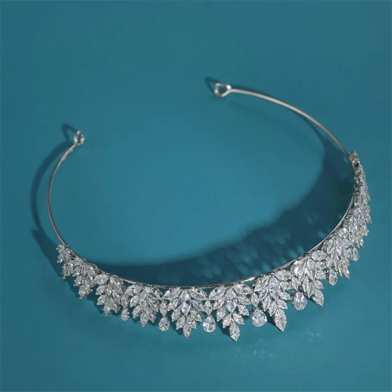 Tiara For Wedding Bride Headband CZ Cubic Zirconia Bridal Tiara Crown For Women Girl Prom Birthday Party Hair Jewelry Headdress 250117
