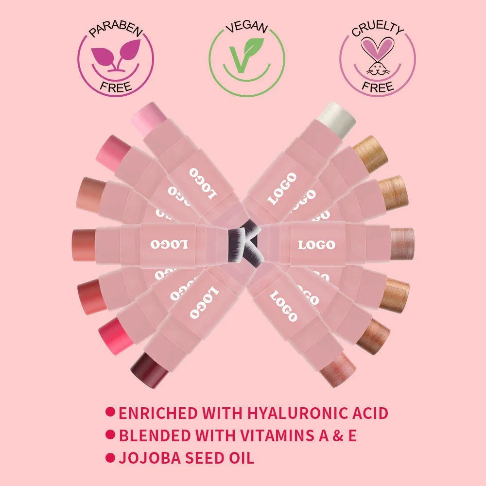Private Label Single-head Blush Stick Custom Pigment Multi-color Waterproof Non-smearing Makeup Wholesale 250108