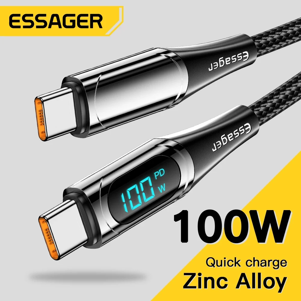Essager USB Type C To USB C Cable 100W/5A PD Fast Charging Charger Wire Cord For Macbook Xiaomi Samsung Notebook Tablet Phone Type-C USBC Cable 2M