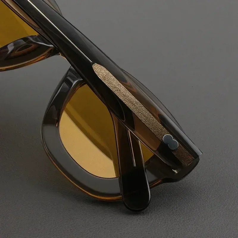 Men Sunglasses Fashion Retro High Quality Thick Acetate Round UV400 Outdoor Handmade Women SUN GLASSES 250117