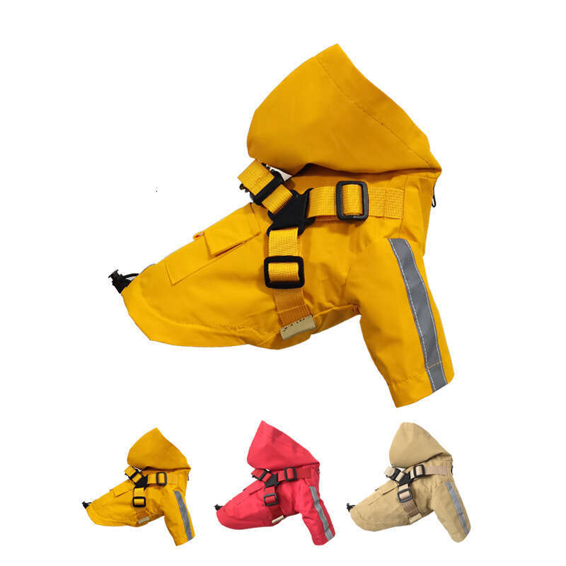 British Style Waterproof Pet Raincoat, All-Season Dog Coat, Outdoor Windproof and Rainproof Fashion Pet Clothing