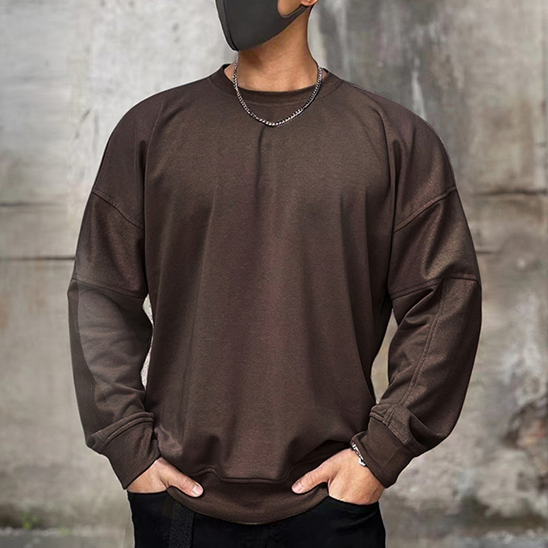JA01183 Autumn Men's Loose Large Size Solid Color Casual Sweatshirt