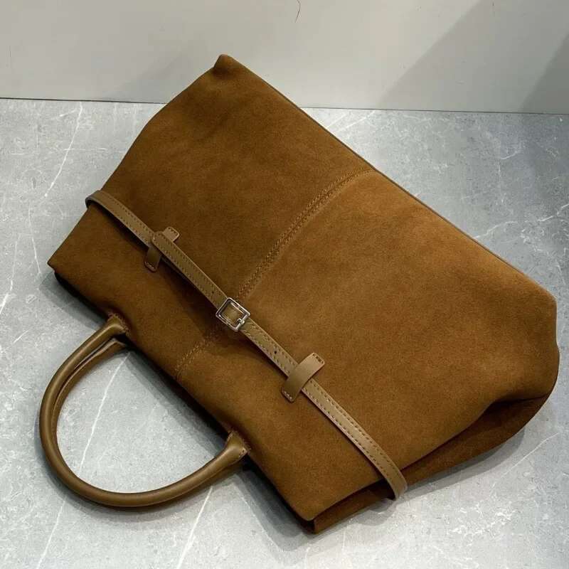 2024 Autumn New Genuine Leather Suede Women's Bag Large Capacity Tote Frosted Single Shoulder Diagonal Handbag For Women