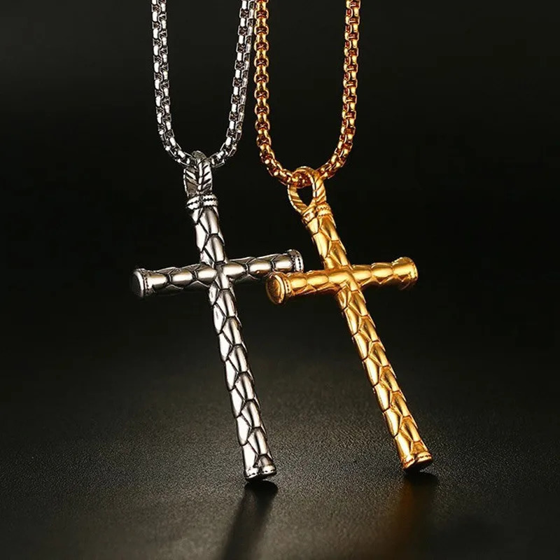 Wus Cross Clavicle Chain Retro Necklace Gift Jewelry Fashion Simple Pendant Holiday Decoration Clothing Accessories 250114