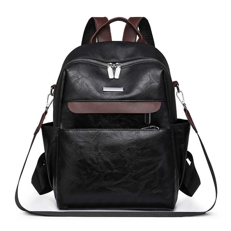 new color blocking womens backpack casual large capacity backpack dual use PU single shoulder womens bag