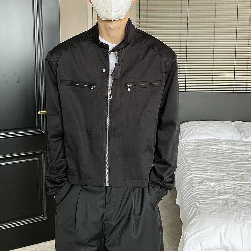2025 Fashion Short Jackets Mens Vintage Korean Style Spring Outdoor Work Black Short Jacket High Street Outerwear Coat Male 250113