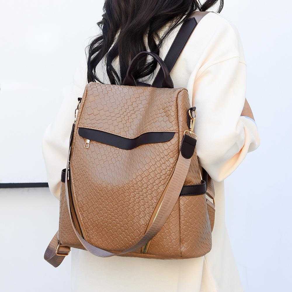Soft leather backpack new large capacity anti theft casual backpack single shoulder dual use Fashion womens bag
