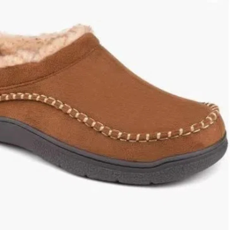 Warm Suede Cotton Slippers for Men Winter Indoor Outdoor Comfortable Plush Mens Casual Shoes Non-slip Big Size 13-14 Loafers250114