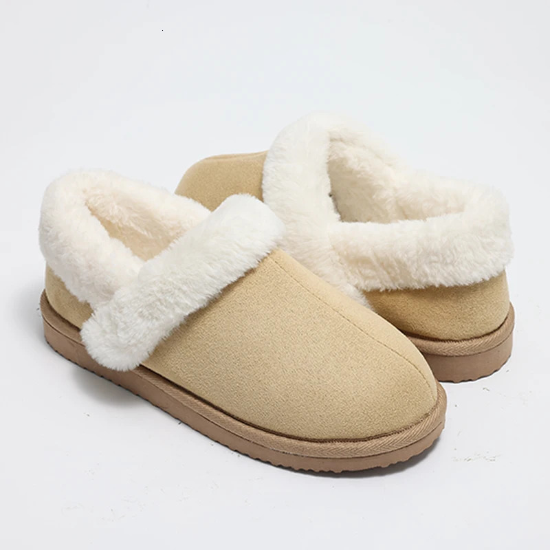 Pallene Womens Warm Fuzzy Slippers Non-slip Fur Fluffy Bedroom Slides Casual Furry Flat Slipper Winter Indoor Home Cotton Shoes 250113