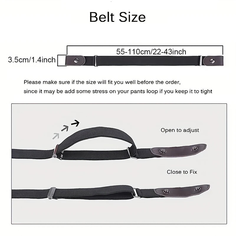 Simple And Fashionable WomenS Belt Elastic Lazy MenS Woven Invisible Seamless Unisex Jeans Length Adjustable 250114