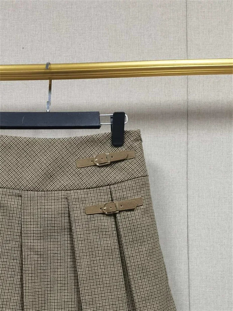 Women Plaid Set Pleated A-line Mini Skirt or Single Button Long Sleeve Blazer Office Lady Fashion Suit Fall Winter 250109