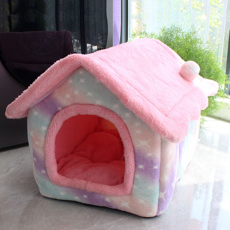 Houses & Kennels Accessories Bed Foldable Sleeping Removable Washable House Kennel For Indoor Cat Nest