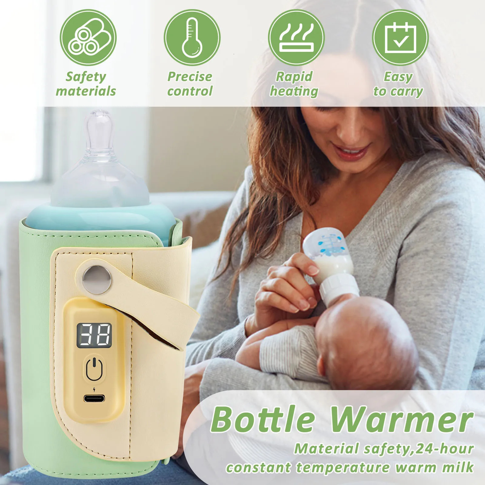 Baby Milk Bottle Warmers Portable TypeC Cordless Insulated Bag Car Heaters Outdoor Travel Accessories 250117
