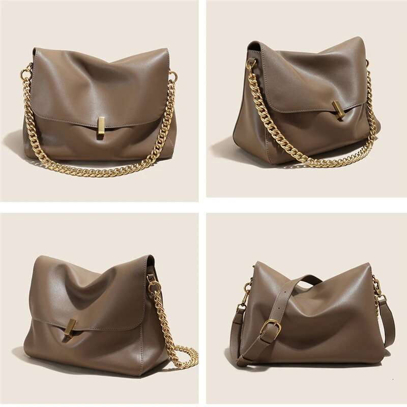 Genuine Leather Chain Shoulder hot Bag for Women - Designer Square Crossbody Purse, Satchel Handbag