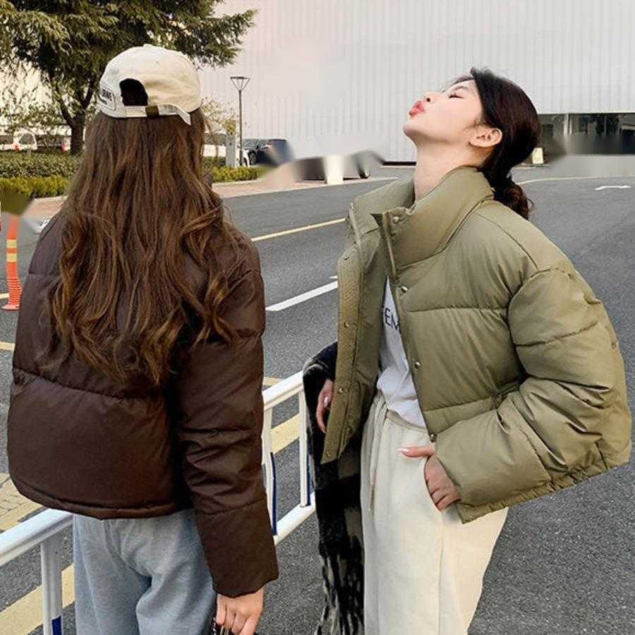No Wash Pu Leather Stand Collar Short Cotton Jacket for Women Cotton Season Loose New Small Bread Thick Coat Women Jackets Coat Woman Fur 241209