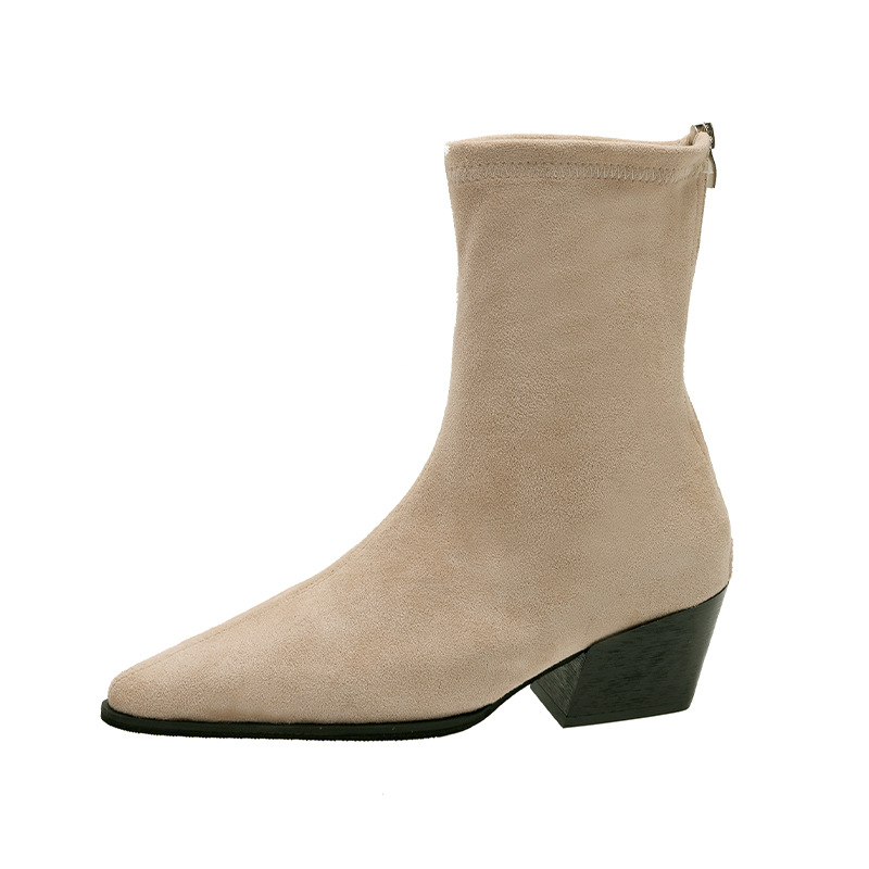 Women Boots Fashion High Chunky Heel Simple Design hot Triple Black Beige Brown Free shipping