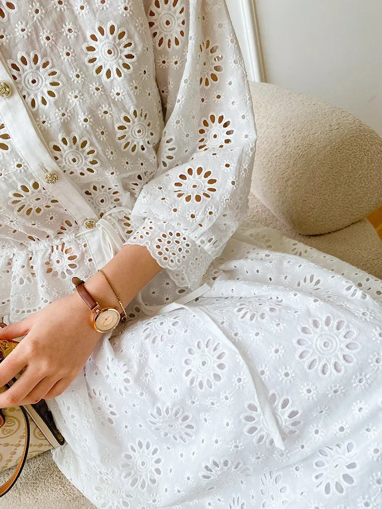 GypsyLady White Elegant Chic Dress Set Cotton Bohemian Shirt Long Skrit Summer Womens Holiday Chic 2-piece Set 250110